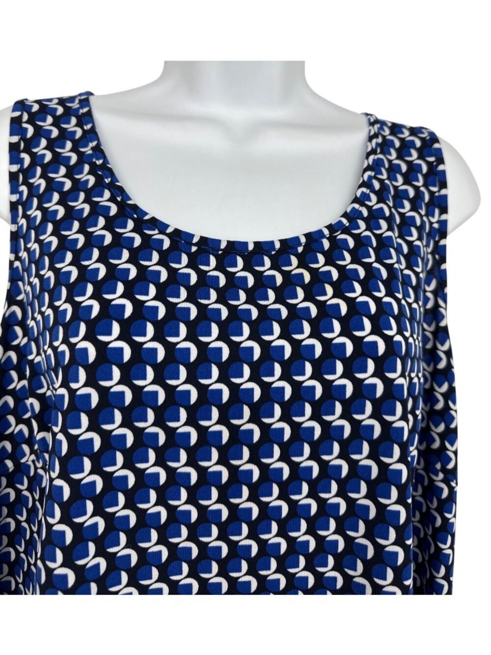 Susan Graver Blue & White Geometric Print Sleeveless Tank Top Women's Size 1X - Picture 3 of 8